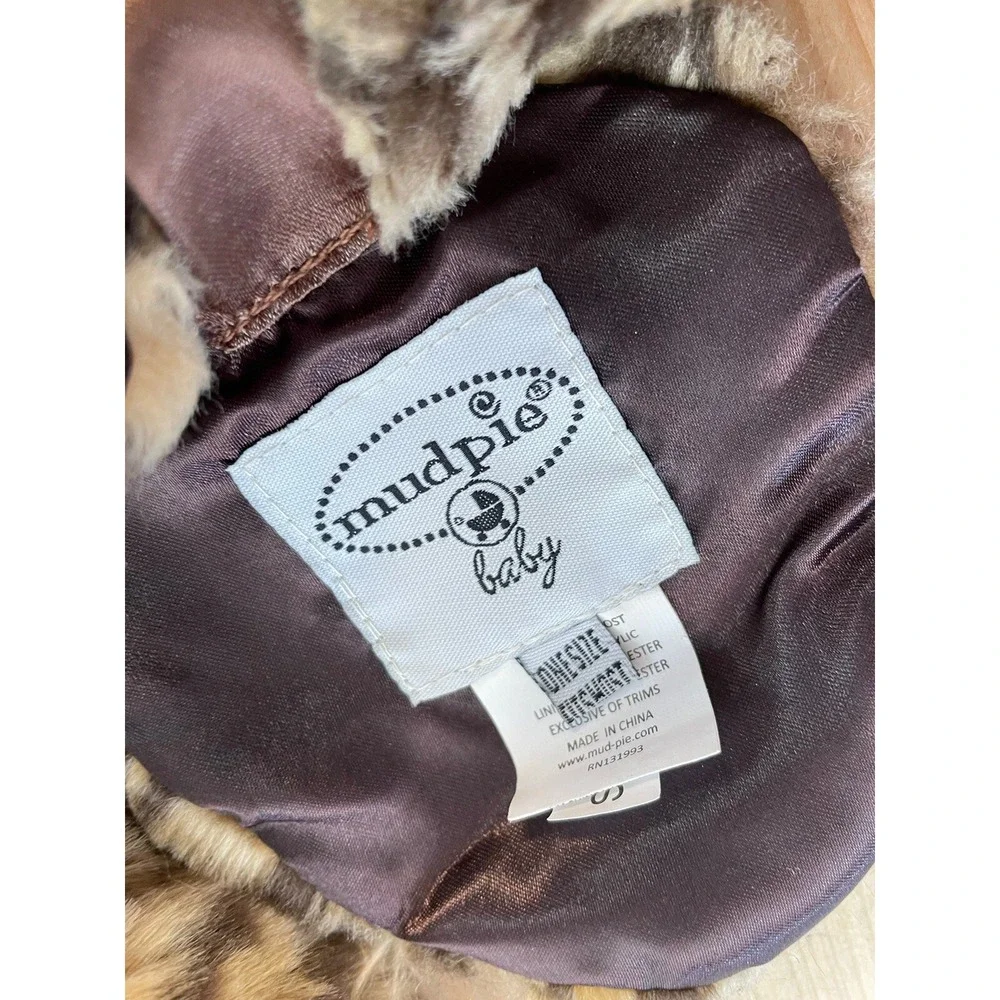 Mud Pie‎ Toddler Baby Girl Leopard Fur Scarf Hat Mittens Set
